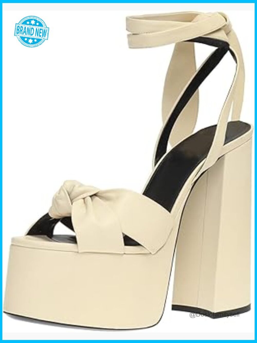 Metallic Lace Up Chunky Heel Platform Sandals Open Toe Slingback Ankle Strap